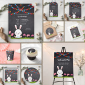 Invitation Cute Baby shower de lapin en tableau blanc