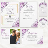 Carte Postale Romantic Purple Flowers Wedding 