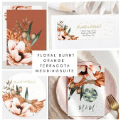 Save The Date Rustique Floral Terracotta Photo Or Élégant Chic