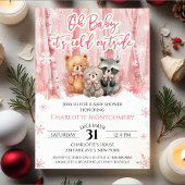Serviette En Papier Baby it's cold outside Pink Forest Baby Shower 