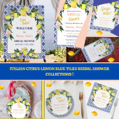 Carte De Remerciements Carreaux bleus Citron Grazie Mille Fête des mariée