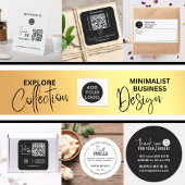 Sticker Rectangulaire CODE QR minimal + LOGO Petites entreprises