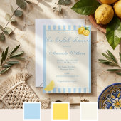 Invitation Minimes Rayures Bleu Clair Citrons Réception de Ma