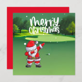 Carte Golfer Santa Claus Dabbing sur le cours Noël