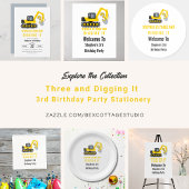 Three & Digging It 3rd Birthday Party Welkom Poster