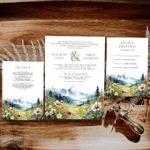 Carte D'accompagnement Boho Wildflower Mountain Meadow Wedding Details