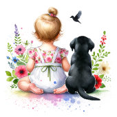 Serviette En Papier Une petite fille et son chiot | C'est une fille