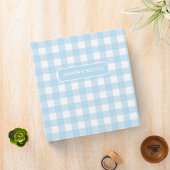Carnet Recettes | Motif Gingham Bleu clair et Blanc