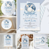 Cute Watercolor Rabbit Baby Shower Boy Poster