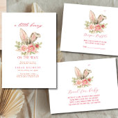 Invitation Baby shower floral rose rousse oreille lapin Invit