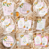 Carte D'accompagnement Afficher Oranges de douche Blanc Gingham Rose