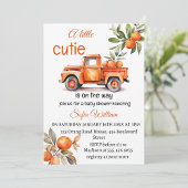 Invitation petit baby shower d'agrumes de camion orange