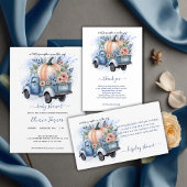 Een beetje pompoen truck blauw Waterverf Baby show Ronde Sticker