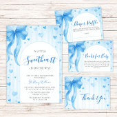 Invitation Little Sweetheart Valentines Blue Bow Baby Shower 