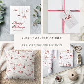 Cartes Pour Fêtes Annuelles Joyeux Noël Berry Red Monogram Bauble