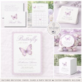 Invitation Papillon Violet Élégant Sip and See
