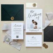 Invitation Élégant roman | Photo QR Code tout en un Mariage