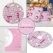Papier Cadeau Disco Ball Santa Hat Papier à enveloppement rose