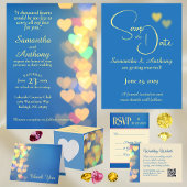 Glowing Hearts Bewaar de datum Aankondigingskaart