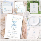 Invitation Sip and See Coquette Bleu Ruban Bébé Garçon