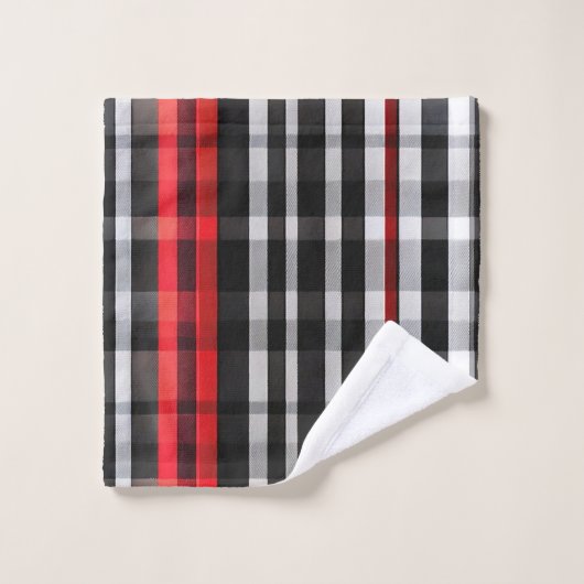Collection Abstraite Red Black Plaid (Gant de toilette)