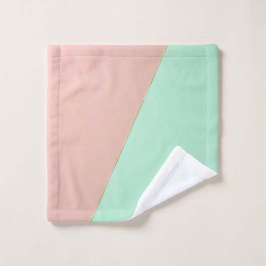 Collection Abstraite Tendance Rose Saumon Menthe (Gant de toilette)