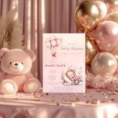 Invitation Moon rose Doux Sleepy Baby Bear Thème