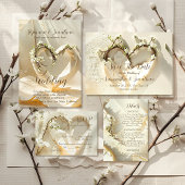 Invitation Sunlit Garden Branch Heart on Warm Cotton Wedding