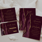 Save The Date Agate Burgundy Gold Wedding Enregistrer la date