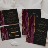 Carte Burgundy Gold Agate Script Dark Wedk Wedding Progr