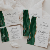 Papier Budget Green Gold Agate QR Code Wedding