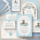 Invitation Fête de naissance de bébé garçon : Ohé !