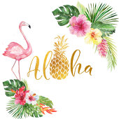 Assiettes En Carton Aloha Anniversaire ananas Flamant rose tropical fl