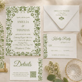 Invitation Mariage floral vert et blanc
