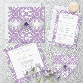 Lavender Lily Damask Wedding Momento Keramisch Ornament