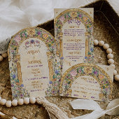Carte de réponse RSVP de mariage Art Nouveau flora