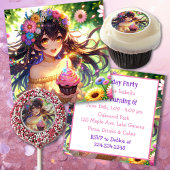 Serviette En Papier Joli gâteau d'anniversaire de la fille Anime