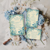 Invitation Antique Garden Blue Flower Wedding