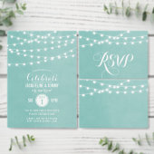 Faire-part de mariage Aqua String Lights (Personnalisez la collection de ce créateur indépendant.)