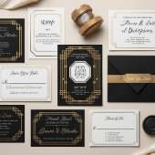 Art Deco Wedding Invitation Template Kaart