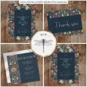 Cartons Réponse Art Nouveau Blue William Morris Floral Wedding