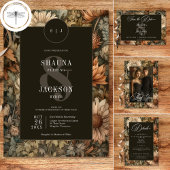 Invitation Art Nouveau Brown William Morris Floral Mariage