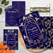 Invitation En Aluminium Art Nouveau Gold Green Botanical Enregistrer la da