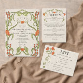 Art Nouveau Floral Lijst Sinaasappel Groene Foto Save The Date (Personaliseer de collectie van deze zelfstandige maker.)