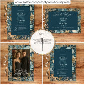 Save The Date Art Nouveau Turquoise William Morris Floral Mariag