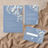 Invitation Fleurs 3D Bleu Or (Personnalisez la collection de ce créateur indépendant. )