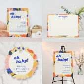 Serviette En Papier Retro Abstract Botanical Fun Baby Shower Custom