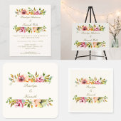 Invitation Rustic Watercolor Floral Botanical Fall Wedding 