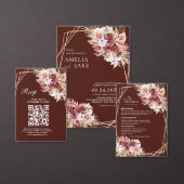 Romantic Pampas Wine Red Floral Wedding RSVP (Personnalisez la collection de ce créateur indépendant.)