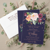 Carte Postale Faire-part Fleurs d'automne Rose Gold Save the Date (Personnalisez la collection de ce créateur indépendant. Test)